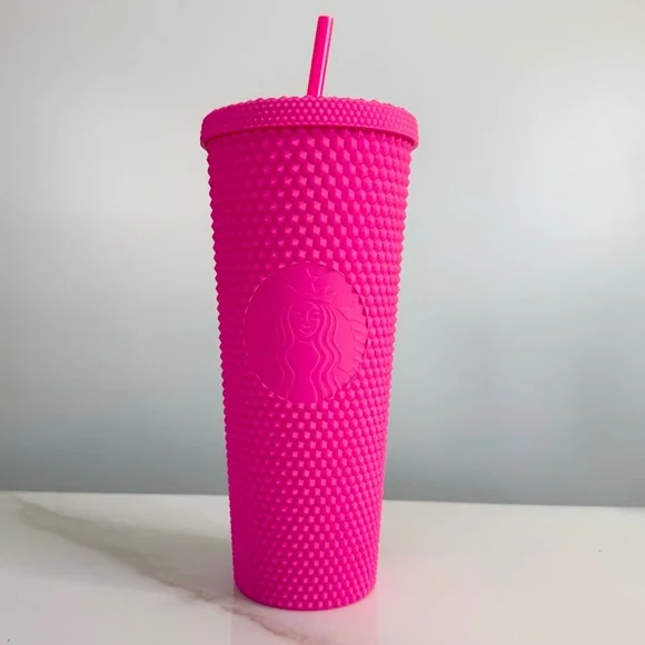 NIB Pink coffee tumbler and straw - Picture 1 of 9
